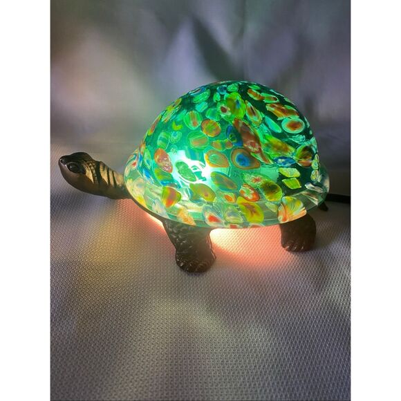 Murano Style Millefiori Glass Turtle Night Light Lamp Colorful Art Glass Decor - Picture 10 of 12
